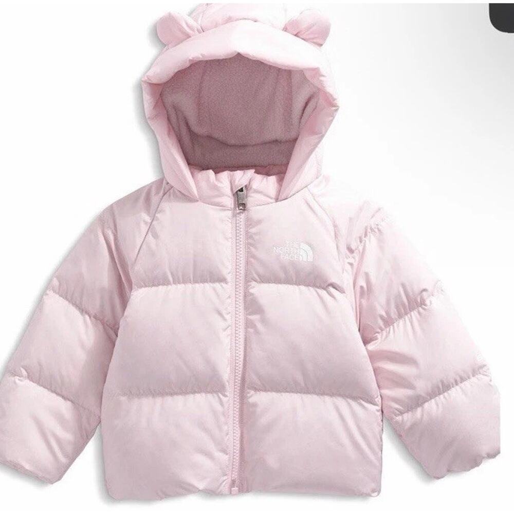 THE NORTH FACE Pink DOWN Filled FLEECE-LINED JACKET Baby Girl Sz 18-24 Months